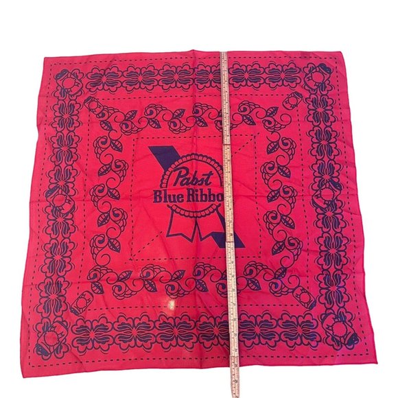NEW Pabst Blue Ribbon PBR 25”X 25” Square Bandana Handkerchief Banner Logo Red - Picture 2 of 6